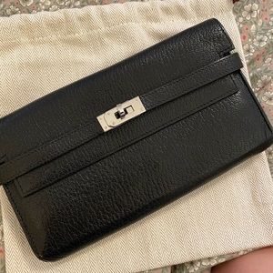 HERMÉS KELLY EPSOM wallet with palladium hardware